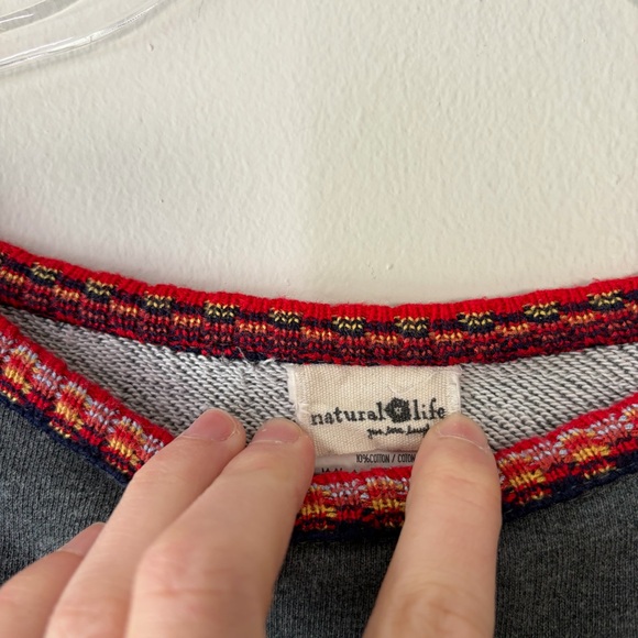 Natural Life Charcoal Knit Trim Sweatshirt Size L/XL - Picture 3 of 10